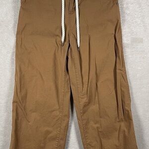 Vuori Women's Pants Ripstop Wide Leg Cropped Drawstring Outdoor L Brown